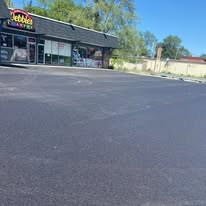 Clean commercial parking lot after paving