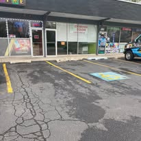 Commercial parking lot before work